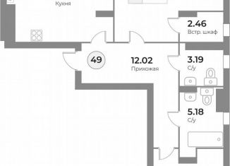 Продается двухкомнатная квартира, 75.3 м2, Калининград