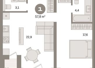 Продажа 1-ком. квартиры, 57.8 м2, Санкт-Петербург, муниципальный округ Морской