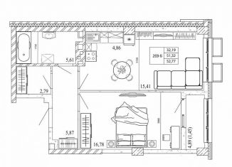 Продажа двухкомнатной квартиры, 52.6 м2, Ростов-на-Дону, проспект Стачки, 200с1