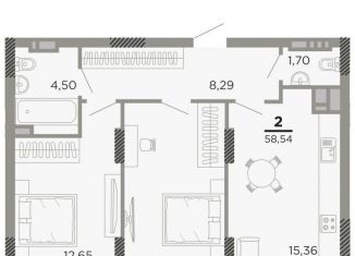 Продается двухкомнатная квартира, 57.6 м2, Рязань, Совхозная улица, 6, ЖК Мартовский