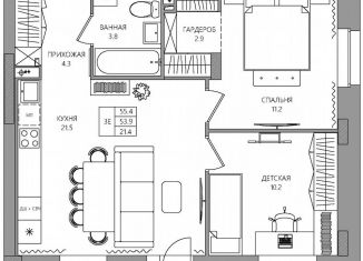 Продам 2-ком. квартиру, 55.4 м2, Пермь, Самолётная улица, 6, Индустриальный район