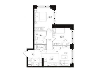 2-ком. квартира на продажу, 54.6 м2, Москва