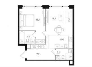 Продается 1-ком. квартира, 48.6 м2, Москва