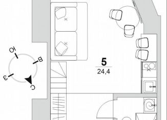 Продам квартиру студию, 24.4 м2, Санкт-Петербург, метро Василеостровская, Средний проспект Васильевского острова, 33