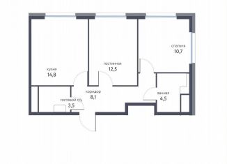 Продается 2-комнатная квартира, 53.3 м2, Москва