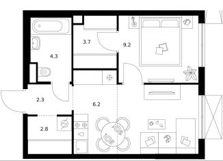 Продажа 1-комнатной квартиры, 38.2 м2, Москва, жилой комплекс Кавказский Бульвар 51, 3.5, ЮАО