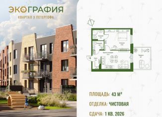 1-ком. квартира на продажу, 43 м2, Ленинградская область