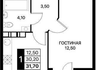 Продам 1-ком. квартиру, 31.7 м2, Ростов-на-Дону