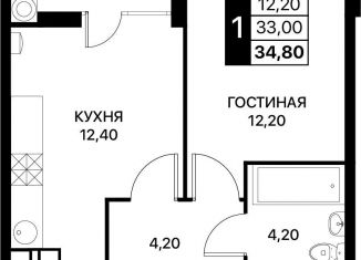 Продажа 1-комнатной квартиры, 34.8 м2, Ростов-на-Дону