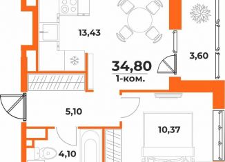 Продажа 1-комнатной квартиры, 34.8 м2, Хабаровск