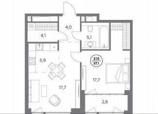 Продается 1-ком. квартира, 57.1 м2, Москва, Шлюзовая набережная, 2/1с1