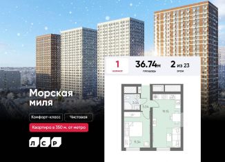 1-комнатная квартира на продажу, 36.7 м2, Санкт-Петербург, метро Автово