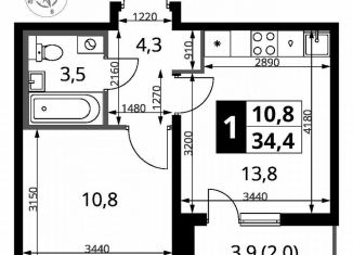 Продается однокомнатная квартира, 34.4 м2, Видное, улица Фруктовые Сады, 1к3