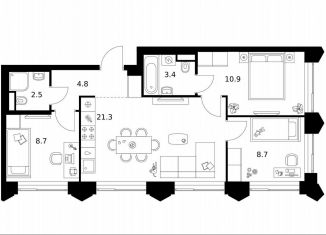 Продажа 3-комнатной квартиры, 60.3 м2, Москва, метро Мичуринский проспект