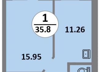 Продам однокомнатную квартиру, 35.8 м2, Красноярск, Соколовская улица, 52, ЖК Снегири