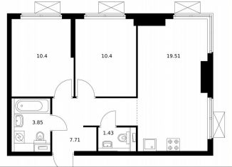 Продажа 2-ком. квартиры, 52.9 м2, Москва