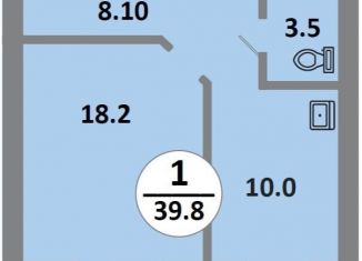 Продаю 1-комнатную квартиру, 39.8 м2, Красноярск, Соколовская улица, 52, ЖК Снегири