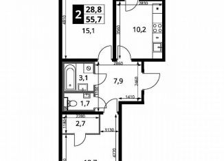 Продаю 2-ком. квартиру, 55.7 м2, Ленинский городской округ