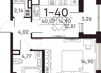 Продается однокомнатная квартира, 38.4 м2, Санкт-Петербург, Петровский проспект, 22к2, метро Чкаловская