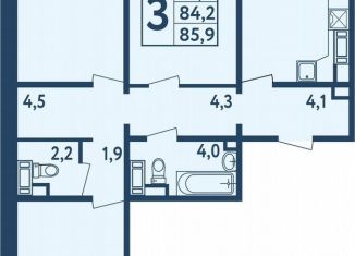 3-ком. квартира на продажу, 85.9 м2, Уфа, Дёмский район, улица Мечтателей, 17