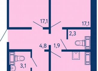 3-комнатная квартира на продажу, 73.2 м2, Уфа, Дёмский район