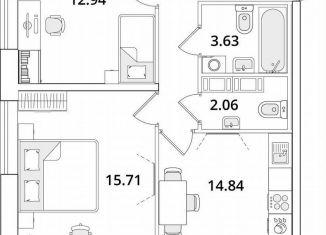 Продажа 2-комнатной квартиры, 59.6 м2, Санкт-Петербург, Кубинская улица, 82к3с1, метро Звёздная