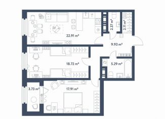 Продается 2-комнатная квартира, 81.1 м2, Санкт-Петербург, метро Фрунзенская