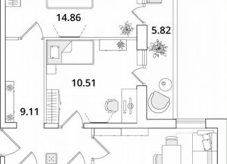 Продам 2-ком. квартиру, 59.1 м2, Санкт-Петербург, Кубинская улица, 82к3с1, метро Звёздная