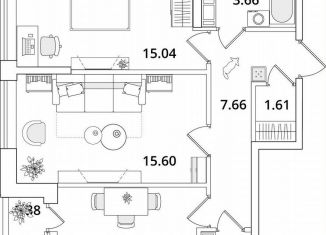 Продам 2-ком. квартиру, 58 м2, Санкт-Петербург, Кубинская улица, 82к3с1, метро Звёздная