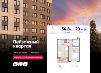 Однокомнатная квартира на продажу, 34.8 м2, Санкт-Петербург, Красногвардейский район